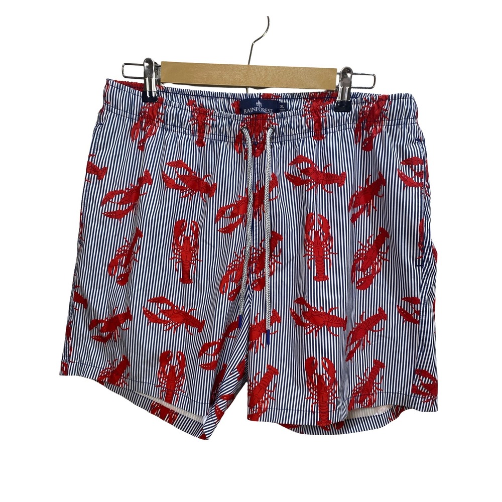 Men's Rainforest‎ Swim Shorts XL Lobster Print Nautical 6" Inseam Preppy Coastal